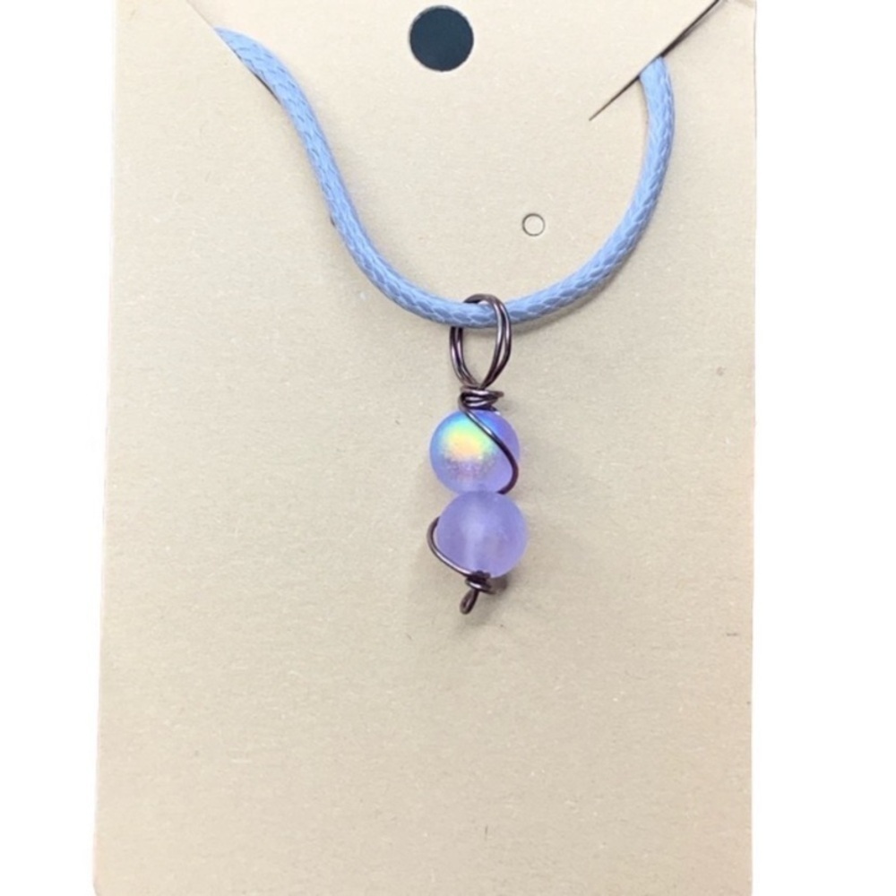 Gray glass handmade necklace